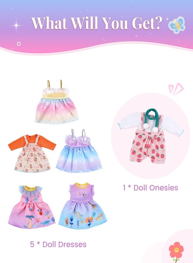 BABESIDE 6 Sets of Baby Doll Clothes for 14-18 Inch Dolls, Bitty Babydolls Clothes and Dolls Dress with Baby Doll Accessories for Kids Pretend Play Toys - Image 4